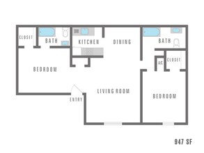 2 Bedroom 2 Bath 4700 Stringfellow 6-607 floor plan